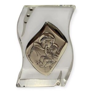 Creazione Artistica Mother & Child Silver Relief Art Italy Lucite Display